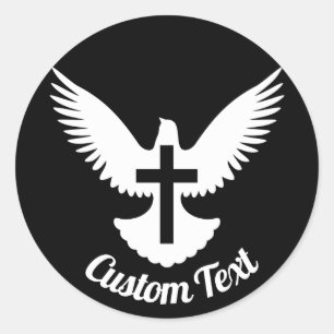 Duif met Cross Classic Ronde Sticker