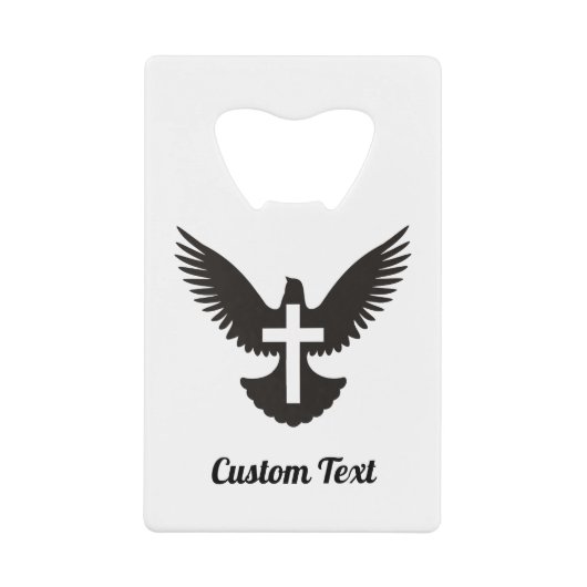 Duif met Cross Credit Kaart Bottle Opener Kredietkaart Flessenopener (Voorkant)