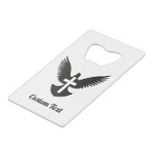 Duif met Cross Credit Kaart Bottle Opener Kredietkaart Flessenopener (Voorkant Gekanteld)