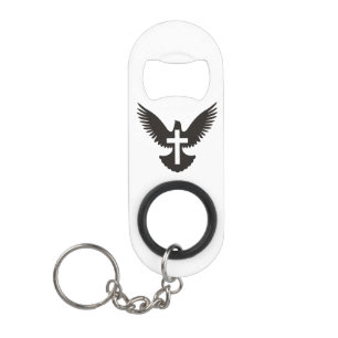 Duif met Cross Sleutelhanger Bottle Opener Mini Flessenopener