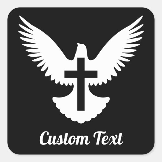 Duif met Cross Square Sticker (Voorkant)
