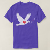 duif met een rood hart zingend 2 t-shirt (Design voorkant)