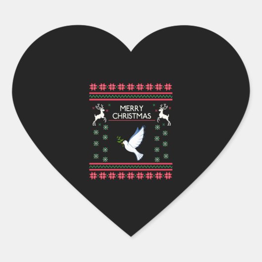 Duif met Kerstvogel Hart Sticker (Voorkant)