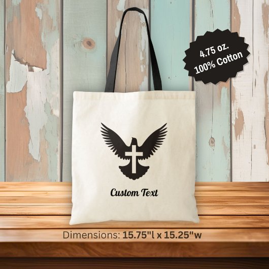 Duif met kruis tote bag