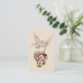 duif met mand bloemen visitekaartje (Staand voorkant)