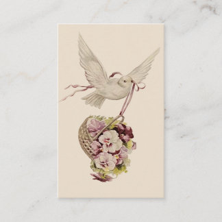  duif met mand bloemen visitekaartje