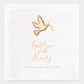Duif met twee linten moderne bruiloft folie servetten (Voorkant)