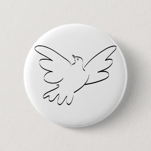 Duif met Uitgestrekte Vleugels Ronde Button 5,7 Cm
