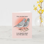 Duif Sharing French Fries Grappige Vriend Dank u Kaart (Gele Bloem)