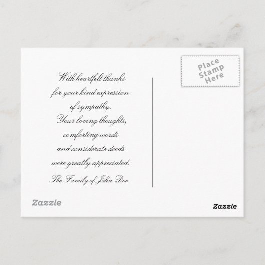 Duif sympathie dank u Briefkaart (Achterkant)