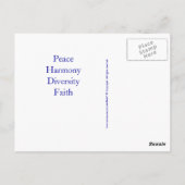 Duif van vrede, harmonie, diversiteit, geloof briefkaart (Achterkant)