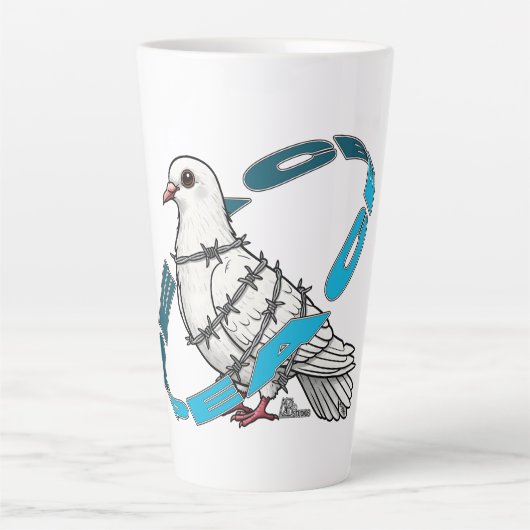 Duif van vrede in Barbed Wire Embrace Latte Mok (Voorkant)