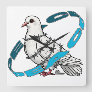 Duif van vrede in Barbed Wire Embrace Vierkante Klok
