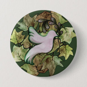 Duif van vrede op aarde en hoop op vrede in de wer ronde button 7,6 cm