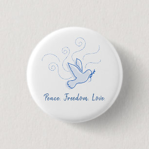 Duif van Vrede. Vrede. Vrijheid. Liefde. Ronde Button 3,2 Cm