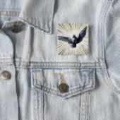 duif vierkante button 5,1 cm (In situ)