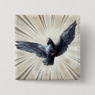 duif vierkante button 5,1 cm