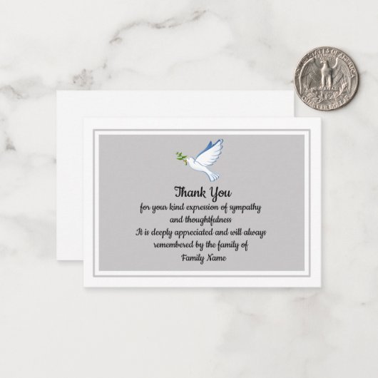 Duif Vrede Vliegen Na Begrafenis Dank U Kaarten Notitiekaartje (Voorkant / Achterkant in situ)