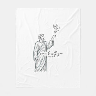 Duif Vrede zij met U Christelijke Vintage T-shirt Fleece Deken