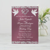 Duif, Zilveren Hart & Glitter, QR Code - Lavendel Kaart (Staand voorkant)