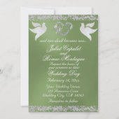 Duif, Zilveren Hart & Glitter, QR Code - Sage Kaart (Voorkant)