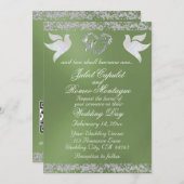 Duif, Zilveren Hart & Glitter, QR Code - Sage Kaart (Voorkant / Achterkant)