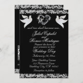 Duif, Zilveren Hart & Glitter, QR Code - Zwart Kaart (Voorkant / Achterkant)