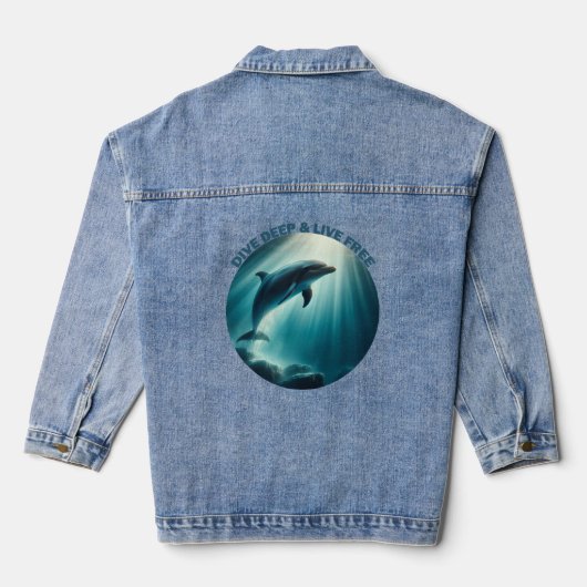Duik diepe live gratis dolfijn denim jacket (Achterkant)
