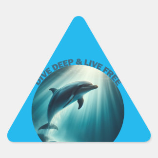 Duik diepe live gratis dolfijn driehoek sticker