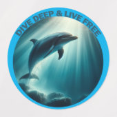 Duik diepe live gratis dolfijn labels (Design 1)
