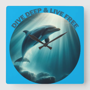 Duik diepe live gratis dolfijn vierkante klok