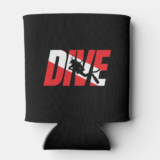 Duik, duik met scuba-duiker, duik met vlag omlaag blikjeskoeler (Achterkant)