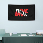 Duik, duik met scuba-duiker, duik met vlag omlaag spandoek (Beurs)