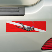 Duik- en gekreukelde duikvlag bumpersticker (Op auto)