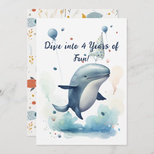 Duik in 4 jaar leuk verjaardagskaart kaart (Voorkant / Achterkant)
