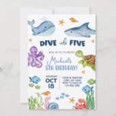 Duik in de uitnodiging voor de vijfde verjaardag,  (Voorkant)