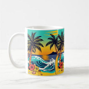 Duik in de zomer met levendige strandvibes! koffiemok
