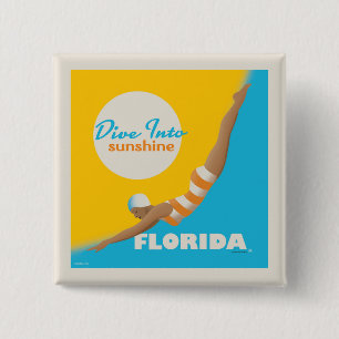 Duik in de zon Florida Vierkante Button 5,1 Cm