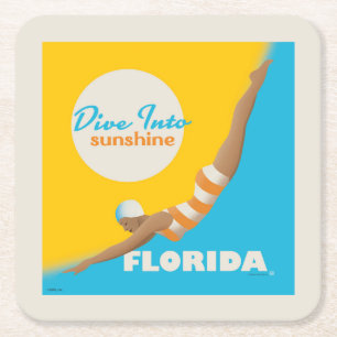 Duik in de zon Florida Vierkante Kartonnen Onderzetter