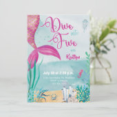 Duik in Five Mermaid Under the Zee Birthday Kaart (Staand voorkant)