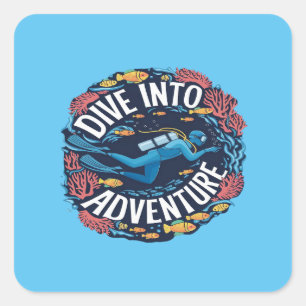 Duik in het avontuur Scuba Diving Ocean Exploratio Vierkante Sticker