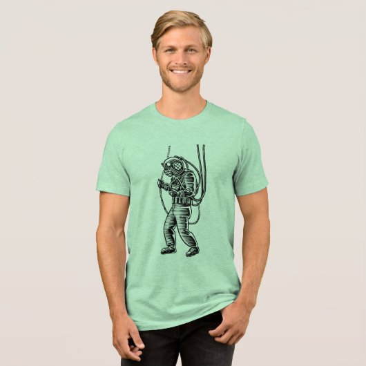 Duik in nostalgie met de  Deep Zee Diver Tri-Blend Shirt (Voorkant volledig)