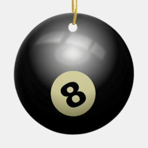 Duik in nostalgie met onze 8 Ball Billiard Keramisch Ornament