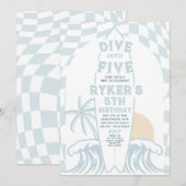 Duik in Vijf Moderne Surven Surfplank 5e Verjaarda Kaart (Voorkant / Achterkant)