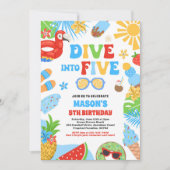 Duik in Vijf Tropisch Strand 5e Verjaardagsfeestje Kaart (Voorkant)