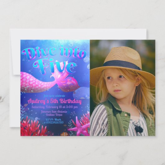 Duik in vijf - Zeemeermin met fotolandschap Kaart (Voorkant)