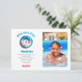 Duik in vijf zomerverjaardagsfeestfoto bedankkaart (Staand voorkant)