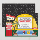 Duik in zwembad en film verjaardagsuitnodiging kaart (Voorkant / Achterkant)