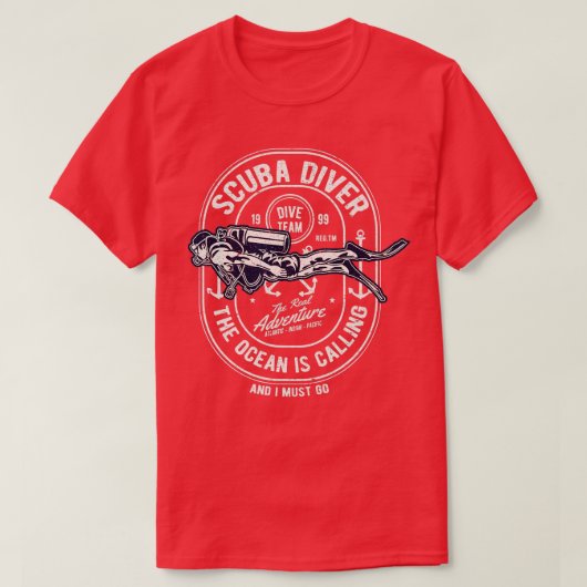  duik van de Retro Diver Veronderd Scuba Duving T-shirt (Design voorkant)