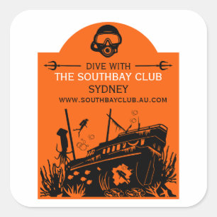 duikclub voor scheepswrakken vierkante sticker